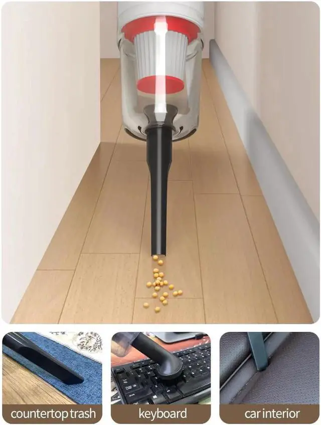 Alt view image 7 of 7 - 4 in 1 Cordless Stick Vacuum Cleaner Handheld Wet Dry For Home Car Carpet Floor & Pillows Quilts mite removal White Not with Mite Removcal
