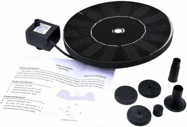 Alt view image 7 of 7 - Solar Powered Water Fountain Pump, Submersible Outdoor Water Fountain Panel Kit for Bird Bath,Small Pond,Pool,Garden and Lawn (1.5W)