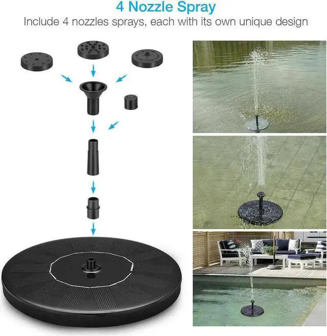 Alt view image 3 of 7 - Solar Powered Water Fountain Pump, Submersible Outdoor Water Fountain Panel Kit for Bird Bath,Small Pond,Pool,Garden and Lawn (1.5W)