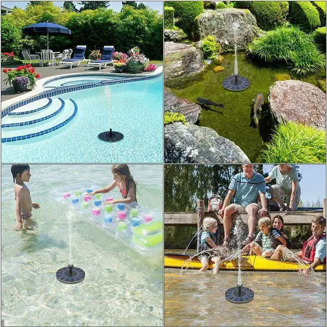 Alt view image 5 of 7 - Solar Powered Water Fountain Pump, Submersible Outdoor Water Fountain Panel Kit for Bird Bath,Small Pond,Pool,Garden and Lawn (1.5W)