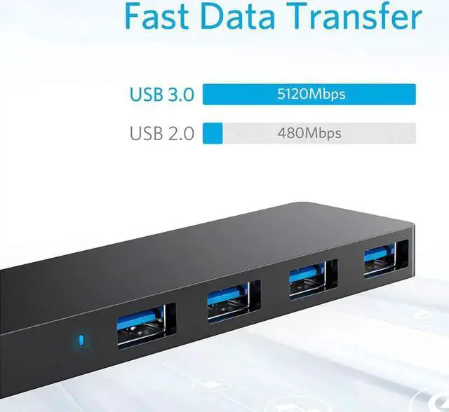 Alt view image 3 of 7 - USB 3.0 HUB Tropro 5Gbps 4 Ports USB Splitter OTG Adapter With Power Supply Interface (30CM) for MacBook Laptop PC Tablet Computer