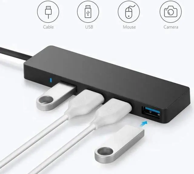 Alt view image 2 of 7 - USB 3.0 HUB Tropro 5Gbps 4 Ports USB Splitter OTG Adapter With Power Supply Interface (30CM) for MacBook Laptop PC Tablet Computer