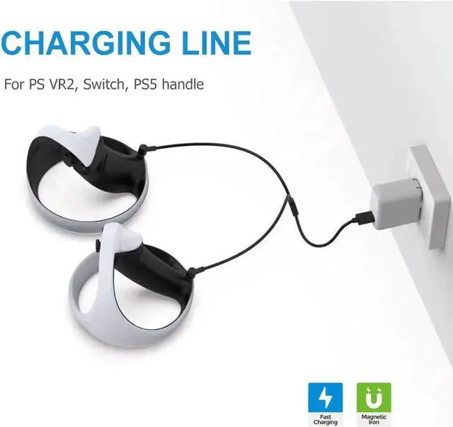Alt view image 2 of 7 - Controller Charger Cable for PS VR2 for PS5, 2 in 1 Charging Cord for Type-C Interface for Wireless Handle,VR Gaming Controller Charge Accessories