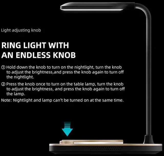 Alt view image 3 of 7 - 4 in 1 LED Desk Lamp with Wireless Charging Station for Multiple Devices Qi Wireless Certified Compatible with iPhone 13/12, 13/12 Pro, 13/12 Pro Max, 13/12 Mini, iWatch, Airpods 2/Pro with LED Light