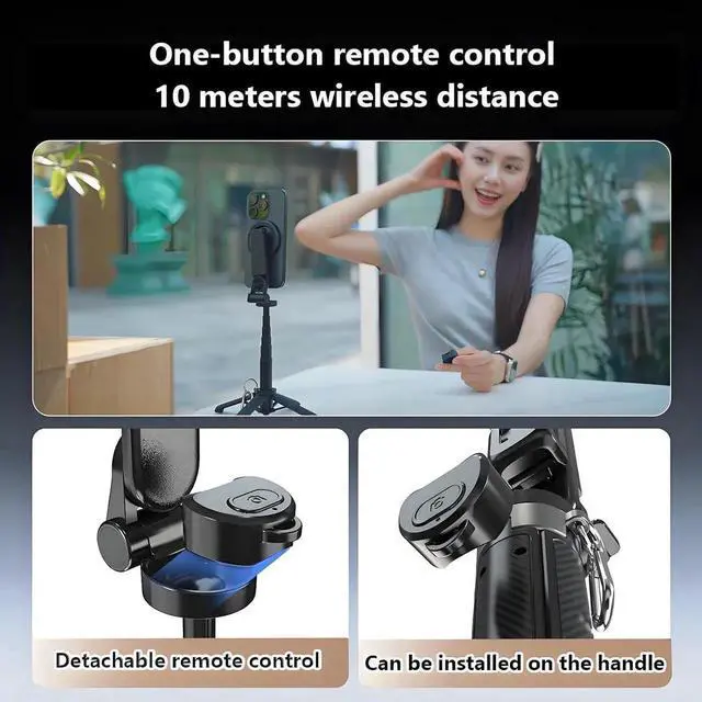 Alt view image 5 of 7 - 4-in-1 Multifunctional Magnetic Selfie Stick, 360°Rotation Phone Stand with Wireless Remote for iPhone & Android, Phone Tripod for Home, Travel, Vlogging & Video Recording