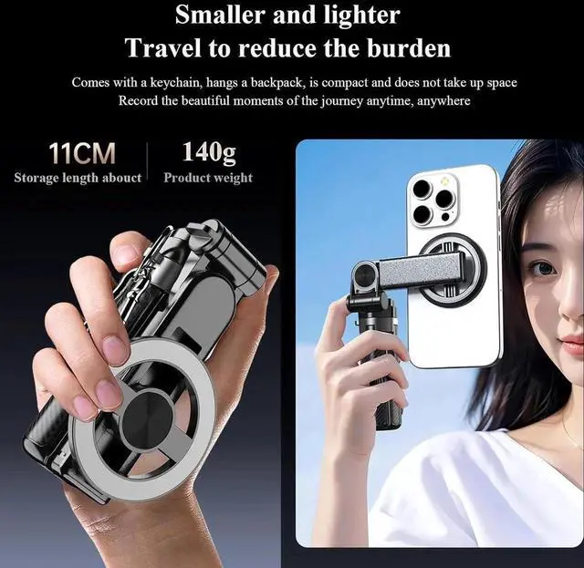 Alt view image 4 of 7 - 4-in-1 Multifunctional Magnetic Selfie Stick, 360°Rotation Phone Stand with Wireless Remote for iPhone & Android, Phone Tripod for Home, Travel, Vlogging & Video Recording