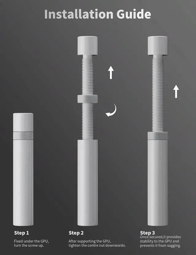 Alt view image 6 of 6 - Gaming GPU Support Bracket, Adjustable Height Graphics Card Support with Magnet and Non-Slip Sheet, GPU Sag Bracket for Universal Video Card, 49-80mm