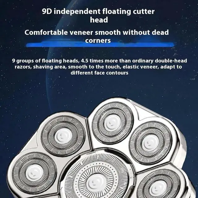 Alt view image 4 of 7 - Bawldy Shaver Pro, Bawldy Pro, 9D Floating Head Shaver for Bald Men, 6-in-1 Detachable Head Shavers, IPX7 Waterproof Wet Dry Shaving, Intelligent LED Display, Rechargeable Cordless Razor
