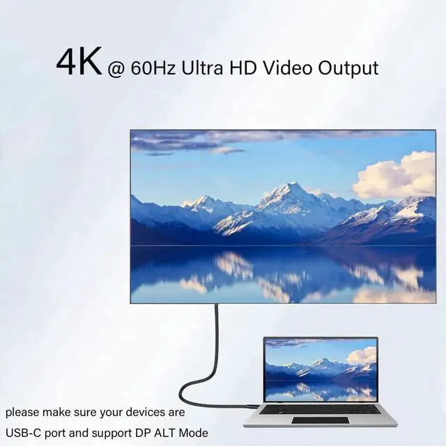 Alt view image 3 of 7 - USB C to C 3.2 Gen 2X2 Cable - 20Gbps Data Transfer - 4K 60Hz HDR Video - 100W PD Charging - Thunderbolt Compatible - 1.6ft+1.6ft - for MacBooks, iPads, PC, Docks, Phones, SSD,Hard Drives