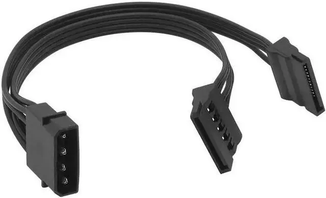 Main image of Molex IDE 1 to 2 ,4 Pin Male To 15 Pin Female SATA Power Converter Adapter Cable Hard Drive HDD SSD Power Extension Cable 22cm