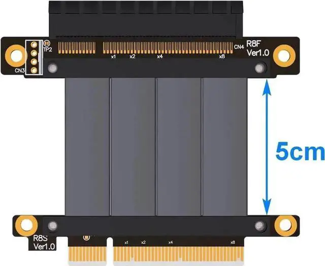 Alt view image 5 of 5 - PCIe X8 to X8 Adapter Cable for Graphics Video Card PCI Express Extender PCIe X8 to PCIe X8 Slot Extension Cable for 1U 2U Server (5CM)