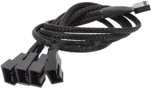 Main image of Computer Motherboard Fan 4pin 1 to 4 Splitter Cable PWM 4Pin Extension Cable 30cm Fan Cable Sleeved
