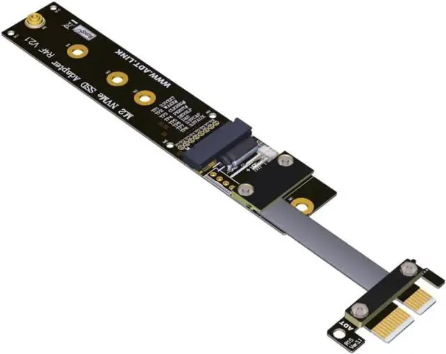 Main image of M.2 M Key NVMe SSD to PCI-e PCIe x1 Adapter Riser Card PCIe 4X to 1x Extension Cable Flexible Flat Cable PCI Express 1x Gen3.0 R14SF (25cm)