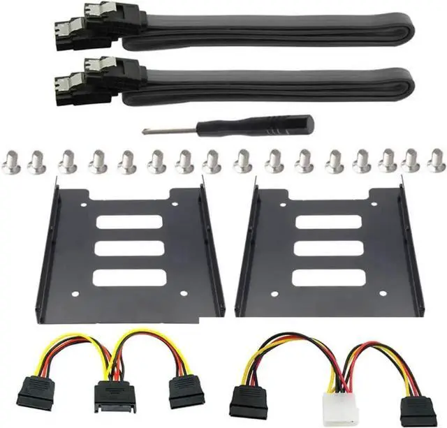 Main image of 2Pack SSD Mounting Bracket 2.5 to 3.5 Adapter with SATA Cable and Power Splitter Cable,DIY 2.5" to 3.5" Internal SSD/HDD Mounting Kit (Black)