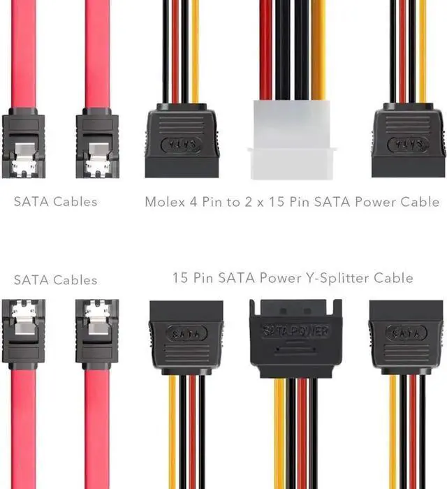 Alt view image 4 of 5 - 2Pack SSD Mounting Bracket 2.5 to 3.5 Adapter with SATA Cable and Power Splitter Cable,DIY 2.5" to 3.5" Internal SSD/HDD Mounting Kit (Black)