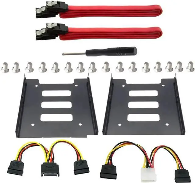 Main image of 2Pack SSD Mounting Bracket 2.5 to 3.5 Adapter with SATA Cable and Power Splitter Cable,DIY 2.5" to 3.5" Internal SSD/HDD Mounting Kit (Red)