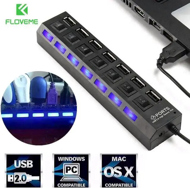 Main image of USB HUB 7 Port USB 3.0 Splitter Cable Adapter Multi USB HUB Expander With Switch Multiple Hub Socket for Laptop PC