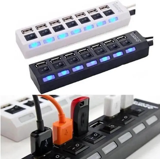 Alt view image 3 of 5 - USB HUB 7 Port USB 3.0 Splitter Cable Adapter Multi USB HUB Expander With Switch Multiple Hub Socket for Laptop PC