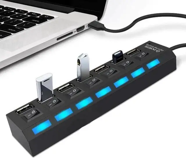 Alt view image 4 of 5 - USB HUB 7 Port USB 3.0 Splitter Cable Adapter Multi USB HUB Expander With Switch Multiple Hub Socket for Laptop PC