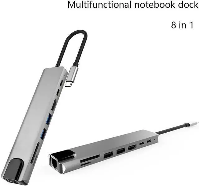 Main image of USB C Hub, USB C Dock,8 in 1 Type C Hub Docking Station Adapter Thunderbolt 3 hub Compatible with MacBook Pro, XPS More Type C Devices