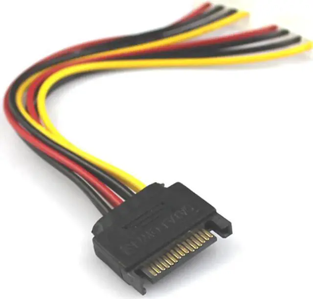 Alt view image 2 of 5 - 18CM computer ATX power supply extension cord 15 Pin SATA Male to 2 Female 4 Pin IDE HDD Power Hard Drive Cable