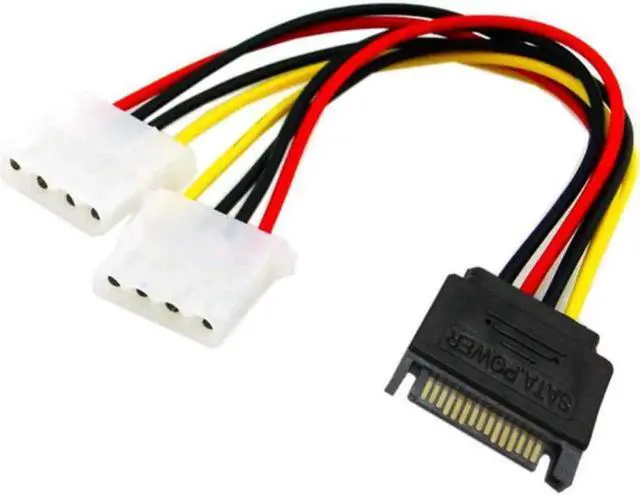 Main image of 18CM computer ATX power supply extension cord 15 Pin SATA Male to 2 Female 4 Pin IDE HDD Power Hard Drive Cable