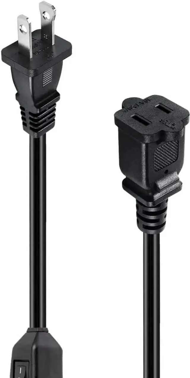 Alt view image 2 of 3 - Short 2 Prong Extension Cord, US AC 2-Prong Male to Female Power Cable 12A/125V,Nema 1-15P to 1-15R Outlet Extension Cable(Black with Switch)