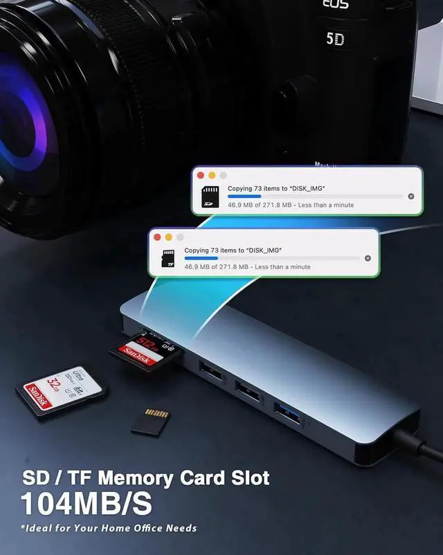 Alt view image 3 of 7 - USB C Hub/Adapter, 6 in 1 with 4K HDMI Output, USB 3.0, 2*USB 2.0, SD/TF Card Reader, USB C Dongle for MacBook Pro/Air, XPS More Type C Devices