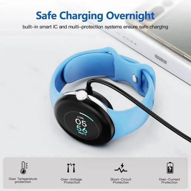 Alt view image 5 of 7 - 2 Pack Charger Compatible for Google Pixel Watch 3, Pixel Watch 2, Fitbit Google Ace LTE Charger Cable, Fast Charging, Type C Port Magnetic Charging Smartwatch Cable 3.3ft/1M