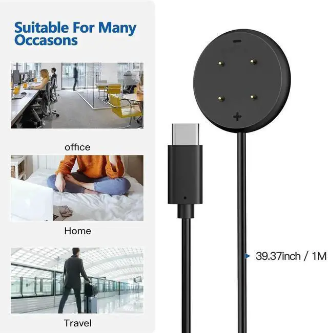 Alt view image 6 of 7 - 2 Pack Charger Compatible for Google Pixel Watch 3, Pixel Watch 2, Fitbit Google Ace LTE Charger Cable, Fast Charging, Type C Port Magnetic Charging Smartwatch Cable 3.3ft/1M