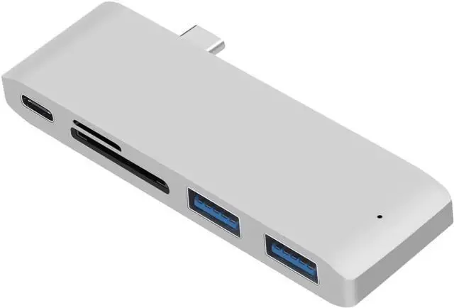 Alt view image 2 of 7 - USB Type C Hub, 5 in 1 USB-C Adapter with Type C Power Delivery, SD/Micro SD Card Readers, 2 X USB 3.0 Port, Aluminum Multi-Port Adapter for MacBook Pro and Other Type C Laptops -Silver