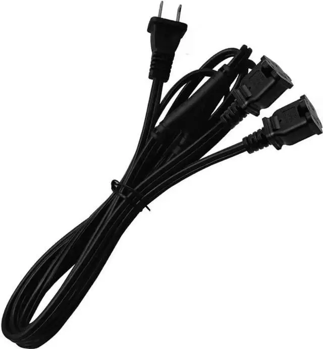 Alt view image 3 of 5 - 2ft(0.64m) 1-15P to Dual 1-15R Power Extension Cord Splitter US AC 2-Prong Polarized Power Cable 1 to 3 Outlet Adapter ETL Listed (180 Degree Angle)