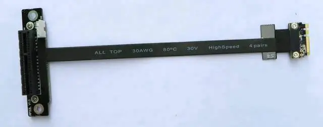 Alt view image 5 of 6 - M.2 WiFi A.E Key A+E to PCI-e 4X x4 Riser Extender Adapter Card Ribbon Gen3.0 Cable AE Key A E for PCIE 3.0 x1 x4 x16 M2 Card (25cm,R52SL)