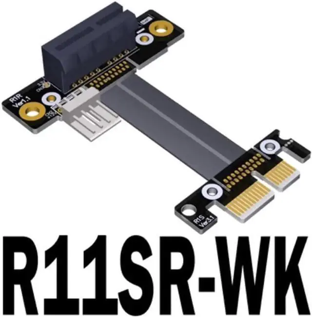 Alt view image 6 of 6 - R11S PCIe 3.0 x1 to x1 Extension Cable EMI Shielding 8G/BPS High Speed PCI Express 1x Riser Card Extender Ribbon Cable (25cm,R11SR-WK)