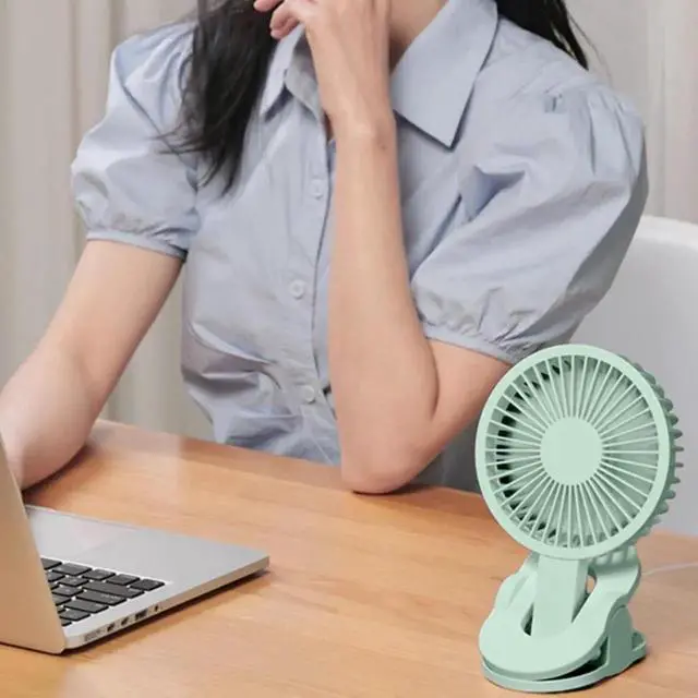 Alt view image 3 of 4 - 5 Inch Clip on Fan Portable Cooling Fan with 3 Speeds Sturdy Clamp 360° Rotate USB Fan for Office Dorm Bedroom Stroller
