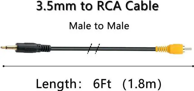 Alt view image 2 of 2 - 3.5mm to RCA Cable -3.5mm 1/8 inch Mono Male Plug to RCA Male Jack Audio Cable Cord Gold Plated 1.8m (6Ft)