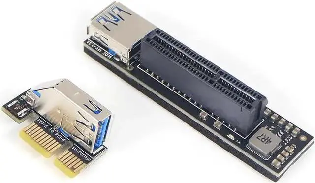 Alt view image 3 of 7 - Add On Cards PCI Express X1 to X4 USB 3.0 Adapter Raiser Extender PCIE Riser Card USB3.0 PCI-E SATA Expansion Card Raiser
