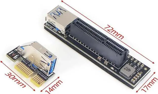 Alt view image 7 of 7 - Add On Cards PCI Express X1 to X4 USB 3.0 Adapter Raiser Extender PCIE Riser Card USB3.0 PCI-E SATA Expansion Card Raiser