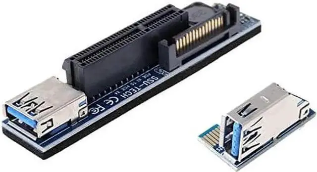 Alt view image 7 of 7 - Add On Cards PCI Express X1 to X4 USB 3.0 Adapter Raiser Extender PCIE Riser Card USB3.0 PCI-E SATA Expansion Card Raiser