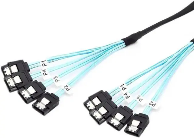 Alt view image 3 of 3 - NGFF 4 SATA 7pin Target Hard Disk 6Gbps Data Server Raid Internal SAS 4 SATA Host to Cable 50cm