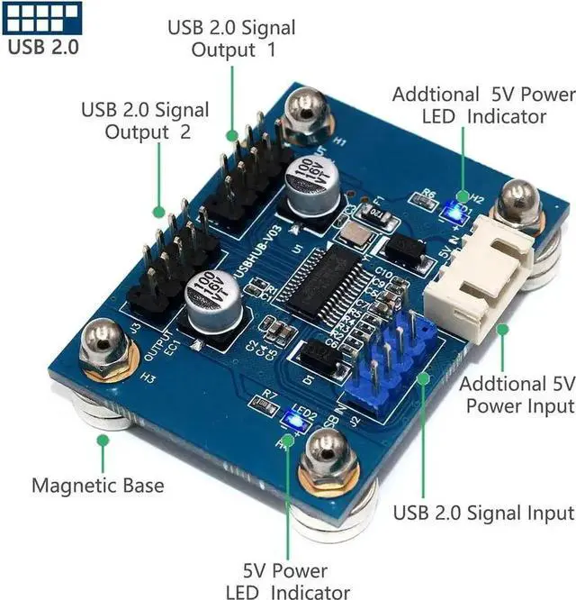 Alt view image 5 of 6 - USB 2.0 9pin Header 1 to 2 Extension Hub Splitter Adapter-Converter MB USB 2.0 Male to 2 Male-30CM 9-pin Cable (180 Degree+SATA Cabl)