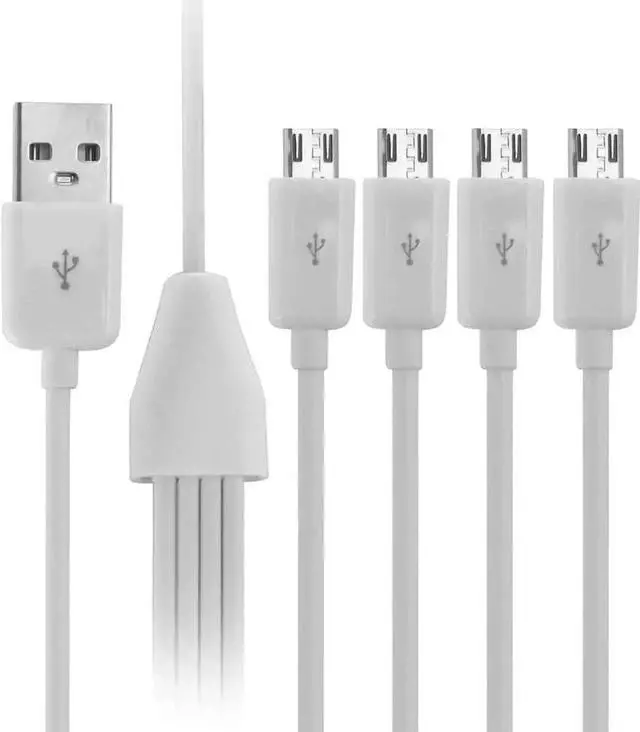 Alt view image 3 of 3 - Multi Micro USB Charging Cable, 4 in 1 USB 2.0 A Male to 4 Micro USB Male,Micro USB Splitter Cable (White 1.8M)