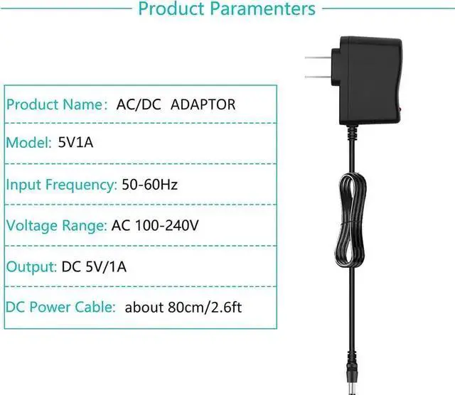 Alt view image 4 of 6 - DC 5V 1A Power Supply 5W 5V 1000MA AC/DC Adapter 50/60hz Output DC 5V 1A Power Adapter with 3.5mm x 1.35mm Plug Male and 5.5x2.5mm DC Output Plug 5 Volt 1 Amp Power Supply Adapter