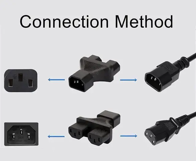 Alt view image 3 of 4 - Power Converter Adaptor Universal IEC Socket Power Adapter for Computer TV PDU UPS Power Cord (C14 to Dual C13)