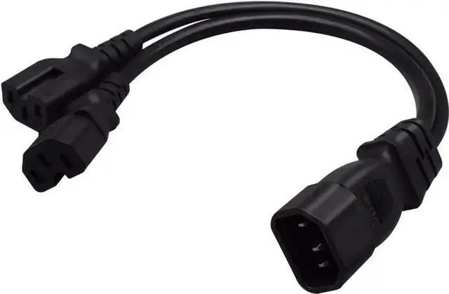 Alt view image 2 of 5 - 1FT C14 Male PDU Style Computer Power Extension Cable Y Splitter Power Plug Cord (C14 to 2XC15)