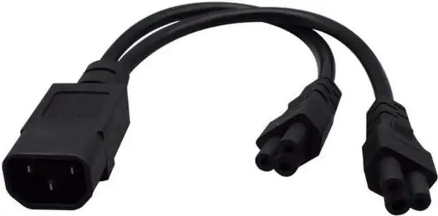 Main image of 1FT C14 Male PDU Style Computer Power Extension Cable Y Splitter Power Plug Cord (C14 to C5+C5)