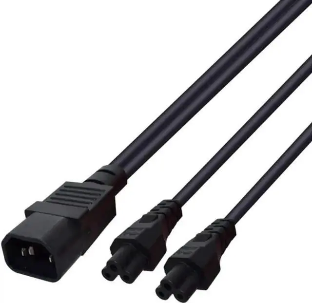 Alt view image 4 of 4 - 1FT C14 Male PDU Style Computer Power Extension Cable Y Splitter Power Plug Cord (C14 to C5+C5)