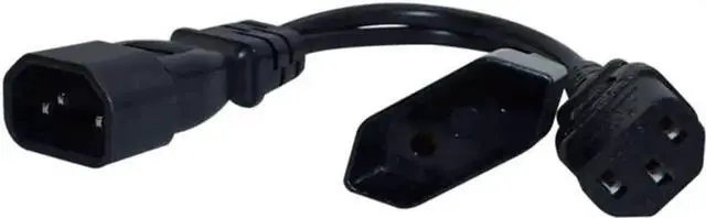 Alt view image 6 of 6 - 1FT C14 Male PDU Style Computer Power Extension Cable Y Splitter Power Plug Cord (C14 to C13+EU)