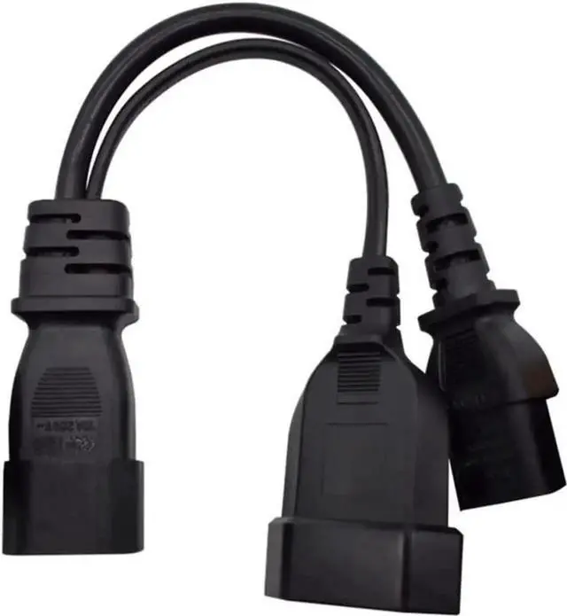 Alt view image 4 of 6 - 1FT C14 Male PDU Style Computer Power Extension Cable Y Splitter Power Plug Cord (C14 to C13+EU)