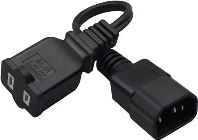 Alt view image 3 of 5 - 1FT C14 Male PDU Style Computer Power Extension Cable Y Splitter Power Plug Cord (C14 to 1-15P)